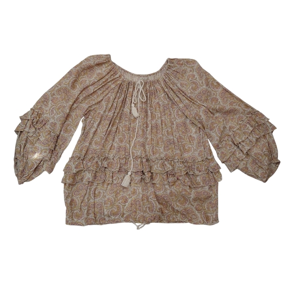 Denim & Supply Ralph Lauren Boho Paisley Blouse in Pink and Cream - Picture 1 of 9